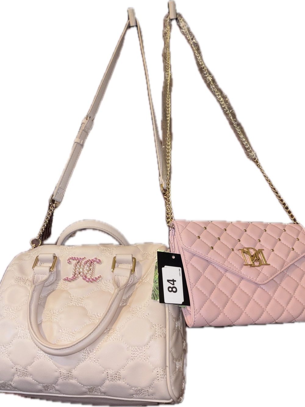 Pink Quilted Shoulder Bag with Gold Chain Strap